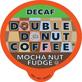 ダブルドーナツ ミディアムロースト デカフェコーヒーポッド、モカナッツファッジ風味、キューリグ K カップマシン用、1 箱あたり 1 回分カプセル 80 個 Double Donut Medium Roast Decaf Coffee Pods, Mocha Nut Fudge Flavored, for Keurig K-Cup