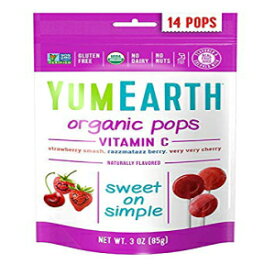 YumEarth オーガニック ビタミン C ロリポップ、ロリポップ 14 個 (6 個パック)、グルテンフリー、ビーガン (パッケージは異なる場合があります) YumEarth Organic Vitamin C Lollipops, 14 Lollipops (Pack of 6), Gluten Free, Vegan (Pa