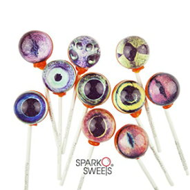 Scary Eyes Collection ビッグバン ロリポップ、ギフトパッケージ付き 6 個、米国で手作り、1 ポンド、Sparko Sweets Scary Eyes Collection Big Bang Lollipops, 6 Pieces with Gift Package, Handcrafted in USA, 1 lb, by Sparko Sweets