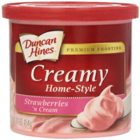 ダンカン ハインズ クリーミー ホームスタイル フロスティング、ストロベリー アンド クリーム、16 オンス (8 個パック) Duncan Hines Creamy Home-Style Frosting, Strawberries 'n Cream, 16 Ounce (Pack of 8)