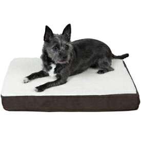 Furhaven Orthopedic Pet Bed for Dogs and Cats - Classic Cushion Sherpa and Suede Dog Bed Mat with Removable Washable Cover, Espresso, Small