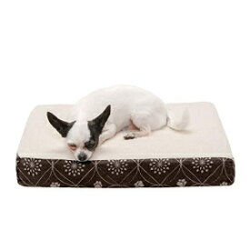 Furhaven Memory Foam Pet Bed for Dogs and Cats - Classic Cushion Sherpa and Flannel Paw Décor Dog Bed Mat with Removable Washable Cover, Dark Espresso, Small