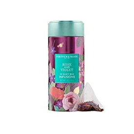 フォートナム＆メイソンの英国紅茶。ローズ＆バイオレット インフュージョン 缶、シルキー ティーバッグ 15 個 (1 パック) Fortnum and Mason British Tea. Rose and Violet Infusion Tin, 15 Silky Tea bags (1 Pack)