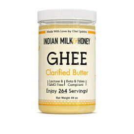 Indian Milk & Honey Co. ギーバター、遺伝子組み換えなし、オリジナルギー、ジャンボ (44 オンス) Indian Milk & Honey Co. Ghee Butter, No GMOs, Original Ghee, Jumbo (44 oz)