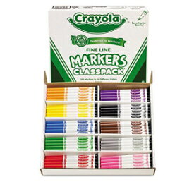 Crayola 洗えるクラスパックマーカー、細字、10色アソート、200本/箱 Crayola Washable Classpack Markers, Fine Point, Ten Assorted Colors, 200/Box