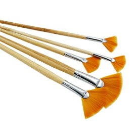 ZHOUXINXING 5 ピース/セット、扇型ナイロン毛ショートウッドロッドブラシペイント描画用品 ZHOUXINXING 5Pcs/Set,fan-Shaped Nylon Hair short Wood Rod brush painting Drawing Supplies