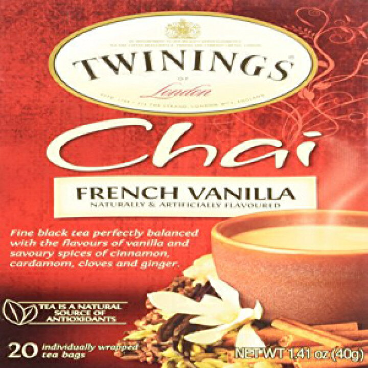 ロンドンフレンチバニラチャイティーバッグのトワイニング1.41オンス-1箱 Twinings of London French  Vanilla Chai Tea Bags 1.41 Ounces Box Glomarket