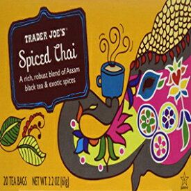 トレーダージョーズ スパイスチャイ (アッサム紅茶とエキゾチックスパイスの豊かでしっかりとしたブレンド)、ティーバッグ 20 袋 (2 パック) Trader Joe's Spiced Chai (A Rich, Robust Blend of Assam Black Tea & Exotic Spices), 20 Tea