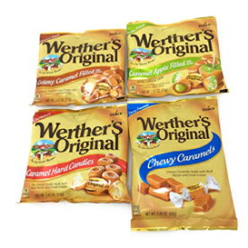 ウェルテルバンドル（4品） バラエティパック（オリジナルハードキャンディー／もちもちキャラメル／クリーミーキャラメル入り／キャラメルアップル入り） Werthers Bundle (4 Items) Variety Pack (Original Hard Candies/Chewy Caramels/Creamy Caramel Fi