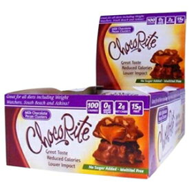 ChocoRite - ダイエットバー | ミルクチョコレートピーカンクラスター | 高繊維、低カロリー、低炭水化物、低脂肪、低糖、(16/箱) ChocoRite - Diet Bar | Milk Chocolate Pecan Clusters | High Fiber, Low Calorie, Low Carb, Low Fat,