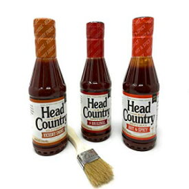 Head Country BBQ ソース バラエティ パック - オリジナル、ホット & スパイシー、ヒッコリー スモーク マリネ、グリル、ディップに最適なバーベキュー オクラホマ州で第 1 位に選ばれました Head Country BBQ Sauce Variety Pack - Original, Hot