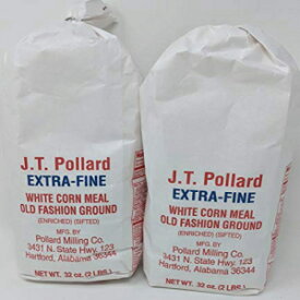 JT ポラード エクストラファイン ホワイト コーンミール バンドル - 2 x 32 オンス JT ポラード コーンミール、エクストラファイン、ふるいにかけたコーンミール、レシピシート付き JT Pollard Extra-Fine White Cornmeal Bundle - 2 x 32 Oz J.T.