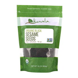 Kevala オーガニック黒生胡麻と皮付き胡麻、1 ポンド Kevala Organic Black Raw and Unhulled Sesame Seeds, 1 Pound