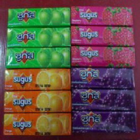 タイ産 Sugus Chewy Candy キャンディー バー ミックス フレーバー オレンジ ラズベリー、グリーン アップル、グレープ 12 個 12 Sugus Chewy Candy Candies Bar Mix Flavor Orange Raspberry, Green Apple & Grape From Thailand