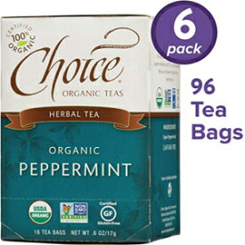 Choice Organic Teasカフェインフリーハーブティー、ペパーミント、16カウント、6パック Choice Organic Teas Caffeine Free Herbal Tea, Peppermint, 16 Count, Pack of 6