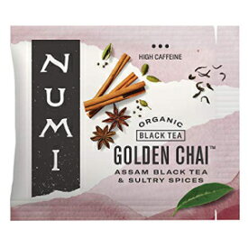 ヌミオーガニックティーゴールデンチャイ、ティーバッグ100カウントボックス、紅茶（パッケージは異なる場合があります） Numi Organic Tea Golden Chai, 100 Count Box of Tea Bags, Black Tea (Packaging May Vary)