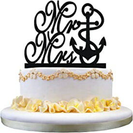 婚約ケーキトッパー - アンカーケーキトッパー、夫妻のモノグラムケーキトッパー、婚約、結婚記念日、パーティーの装飾に最適。 Engagement Cake Topper- Anchor Cake Topper, Mr and Mrs Monogram Cake Topper Perfect for Engagement Wedding Annivers