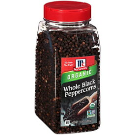 マコーミック ホールブラックペッパー（オーガニック、非遺伝子組み換え、コーシャ）、13.75オンス McCormick Whole Black Peppercorns (Organic, Non-GMO, Kosher), 13.75 oz