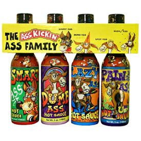ASS KICKIN' The Ass Family Hot Sauce Gourmet Gift Set – 5oz. 4 Pack - Try if you dare! – Perfect Ultimate Gourmet Gift for the Hot Sauce Fan