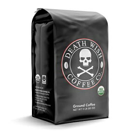 Death Wish Coffee ダークローストグラウンド - 5ポンド 世界最強のコーヒー、アラビカ豆とロブスタ豆の大胆で強烈なブレンド - USDA オーガニック挽いたコーヒー - 朝の活力を高めるダークコーヒー ダブルカフェイン Death Wish Coffee Dark Roast Ground