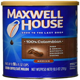 Maxwell House 100 パーセント コロンビア コーヒー、10.5 オンス - 1 ケースあたり 6 個。 Maxwell House 100 Percent Colombian Coffee, 10.5 Ounce - 6 per case.
