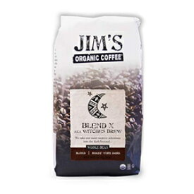 Jim's オーガニック コーヒー – ブレンド X 別名ウィッチーズ ブリュー – 全豆、ベリー ダーク ロースト、太字、11 オンス バッグ Jim’s Organic Coffee – Blend X AKA Witches Brew – Whole Bean, Very Dark Roast, Bold, 11 oz B