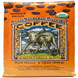 Raven's Brew Coffee ボールド オーガニック コーヒー ダーク ロースト 全豆 - オーガニック スリーペッカー ビリー ゴート 12オンス Raven's Brew Coffee Bold Organic Coffee Dark Roast Whole Bean - Organic Three Peckered Billy Goat