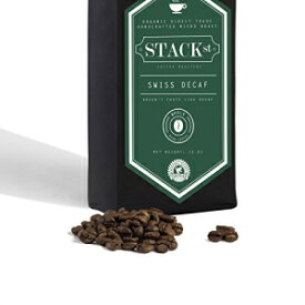 スイス デカフェ コーヒー豆 - スモールバッチ ミディアム ロースト、認定オーガニック - 12 オンス - 手作りマイクロ ロースト By Stack Street Swiss Decaf Coffee Beans - Small Batch Medium Roast, Certified Organic - 12 oz - Handcr