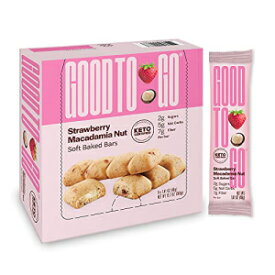 GOOD TO GO ソフトベイクドバー - ストロベリーマカダミアナッツ、9 パック - グルテンフリー、ケト認定、パレオフレンドリー、低炭水化物スナック GOOD TO GO Soft Baked Bars - Strawberry Macadamia Nut, 9 Pack - gluten-free, Keto Certified