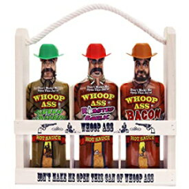 Gift Set, WHOOP ASS Premium Bacon, Green Habanero, and Roasted Garlic Hot Sauce Gift Set -Try if you dare! – Perfect Gourmet Gift for the Hot Sauce Fan