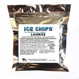 ICE CHIPS キシリトール キャンディ、5.28 オンスの大きな再密封可能なポーチ入り。低炭水化物＆グルテンフリー（甘草） ICE CHIPS Xylitol Candy in Large 5.28 oz Resealable Pouch; Low Carb & Gluten Free (Licorice)