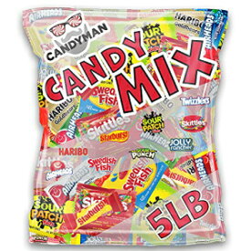 CANDYMAN スキットルズ、スターバースト、エアヘッズ、スウェーデンの魚、ハリボー ベア、ツイズラーなどのキャンディ バラエティ パック ミックスの 5 ポンド バンドル CANDYMAN 5 Pound Bundle of Candy Variety Pack Mix with Skittles, Starburst,