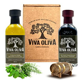 Viva Oliva Two 60ml (2oz) バラエティ ギフトセット - トスカーナのハーブを注入したオリーブオイル & 18 年間伝統的な樽熟成バルサミコ酢 - プレミアム品質 - 100% 天然 Viva Oliva Two 60ml (2oz) Variety Gift Set - Tuscan Herb Infu