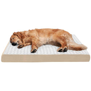 Furhaven Orthopedic Pet Bed for Dogs and Cats Classic Cushion Ultra Plush Curly Fur Dog Bed Mat with Removable Washable Cover, Cream, Jumbo (X-Large)