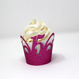 詳細のすべて15カップケーキラッパー、12個（グリッターピンク） All About Details 15 Cupcake Wrappers,12pcs (Glitter Pink)