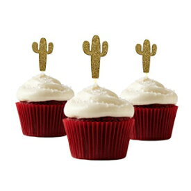 サボテンカップケーキトッパーパックあたり12個カップケーキトッパーデコレーションカードストックゴールド picwrap Cactus Cupcake Topper 12 pieces per Pack Cupcake Topper Decoration Card Stock Gold