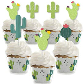 幸福の大きな点とげのあるサボテンパーティー-カップケーキの装飾-フィエスタパーティーカップケーキラッパーとトリートピックキット-24個セット Big Dot of Happiness Prickly Cactus Party - Cupcake Decoration - Fiesta Party Cupcake Wrappers and Tre