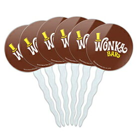 グラフィックなど ウィリー ウォンカとチョコレート工場 ウォンカ バー ロゴ カップケーキ ピック トッパー デコレーション 6 個セット GRAPHICS & MORE Willy Wonka and The Chocolate Factory Wonka Bar Logo Cupcake Picks Toppers Decoratio