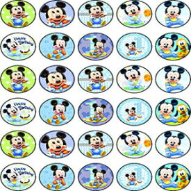 食用ケーキデコレーションのベビーミッキーマウスコレクションをテーマにした食用カップケーキトッパー 30 個 | ウエハースシートでノーカット食用 30 x Edible Cupcake Toppers Themed of Baby Mickey Mouse Collection of Edible Cake Decorations |