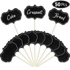 50ピース 黒板 カップケーキピック ケーキトッパー チーズマーカー ビュッフェラベル シャルキュトリボード用 フードタグ つまようじサイン 結婚式 誕生日パーティー テーブルやディナーデコレーション用品 50 Pieces Chalkboard Cupcake Picks Cake Toppe