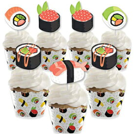 ビッグドットオブハピネスレッツロール-寿司-カップケーキデコレーション-日本のパーティーカップケーキラッパーとトリートピックキット-24個セット Big Dot of Happiness Let’s Roll - Sushi - Cupcake Decoration - Japanese Party Cupcake Wrappers and