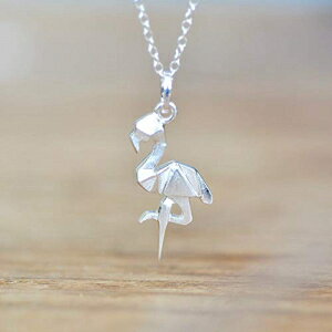 16C``F[tX^[OVo[̐܂莆t~SlbNX Jamber Jewels Origami Flamingo Necklace in Sterling Silver with 16 inch Chain