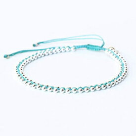 スターリングシルバービーズ付きの調節可能な友情ブレスレットコットンストリング（ターコイズ） Metal Studio Jewelry Adjustable friendship bracelet cotton string with sterling silver beads(Turquoise)