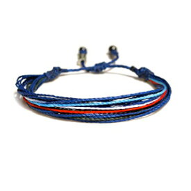RUMI SUMAQ メンズ ストリング ブレスレット ブルー レッド ネイビー ホワイト サイズ調節可能 6～7 インチの手首に対応 RUMI SUMAQ Mens String Bracelet in Blue Red Navy White Size Adjustable for 6-7 Inch Wrist