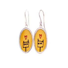 彼女のための愛猫のイヤリング925ぶら下がり面白いシフティキティジュエリーギフト Mark Poulin Workshop Love Cat Earrings 925 Dangle Funny Shifty Kitty Jewelry Gift For Her