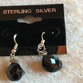 ナチュラルブラックスピネルジェムストーンファセットティアドロップスターリングシルバーダングルピアス Mama Otter's Tidbits Natural Black Spinel Gemstone Faceted Teardrop Sterling Silver Dangle Earrings