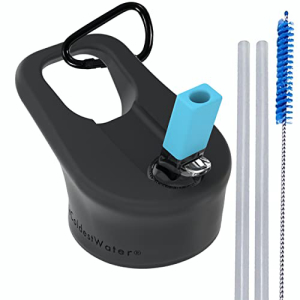 The Coldest Water Insulated Wide Mouth Size 2.0 Sports Straw Cap Flip Top Lid Multi-Compatible with Wide Flask Mouth Size Stainless Steel Water Bottles (Black Wide 2.0)