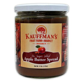 カウフマンズ自家製、コーシャー、非遺伝子組み換え、グルテンフリー、スパイス入りアップルバター、砂糖無添加。ベーキングに使用したり、マリネとして使用したり、朝食、ランチ、ディナーのパンに添えたりするのに最適です。17 オンス。瓶。 Kauffman's Homemade, Ko