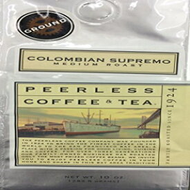 Peerless Coffee & Tea 10オンス コロンビア スプレモ ミディアム ロースト グラウンド コーヒー、1フィート パック 10oz Colombian Supremo Medium Roast Ground Coffee by Peerless Coffee & Tea, Pack of 1'