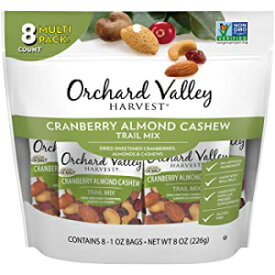 1 Ounce (Pack of 8), Cranberry Almond Cashew Trail, ORCHARD VALLEY HARVEST Cranberry Almond Cashew Trail Mix, 1 oz (Pack of 8), Non-GMO, No Artificial Ingredients